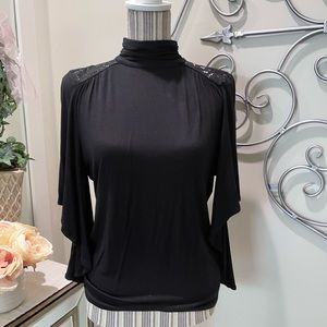 Adriana Papel mock Black Shirt